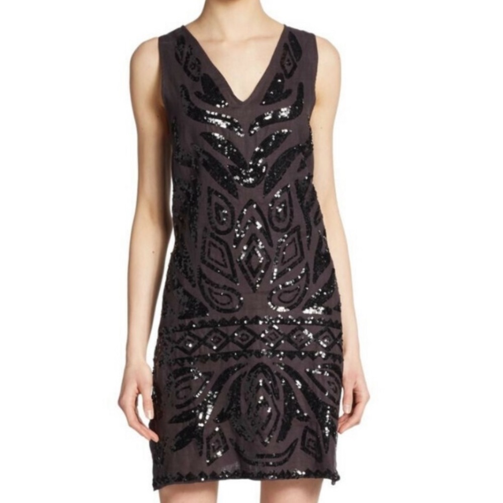 Calypso St. Barth Lizbeth Linen Sequin Dress Black